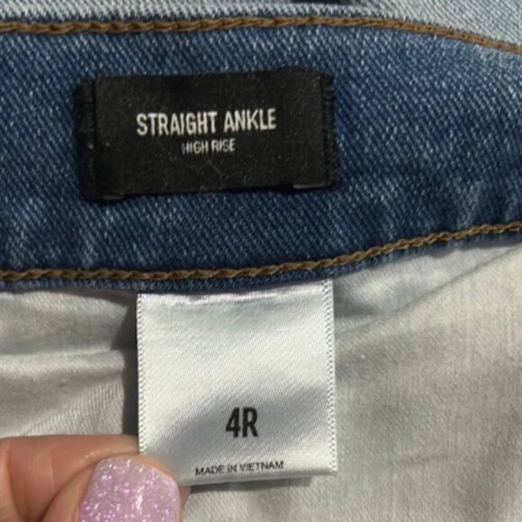 Express Women’s Blue Denim Jeans Straight Ankle High Rise size 4R - Picture 7 of 10